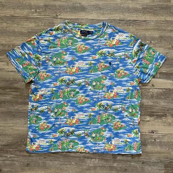 Polo Ralph Lauren Hawaiian All Over Print Pocket T Shirt Size XL - Picture 1 of 4